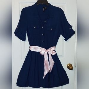 Fun & Flirt Navy Blue Shirt dress , button closure size large
